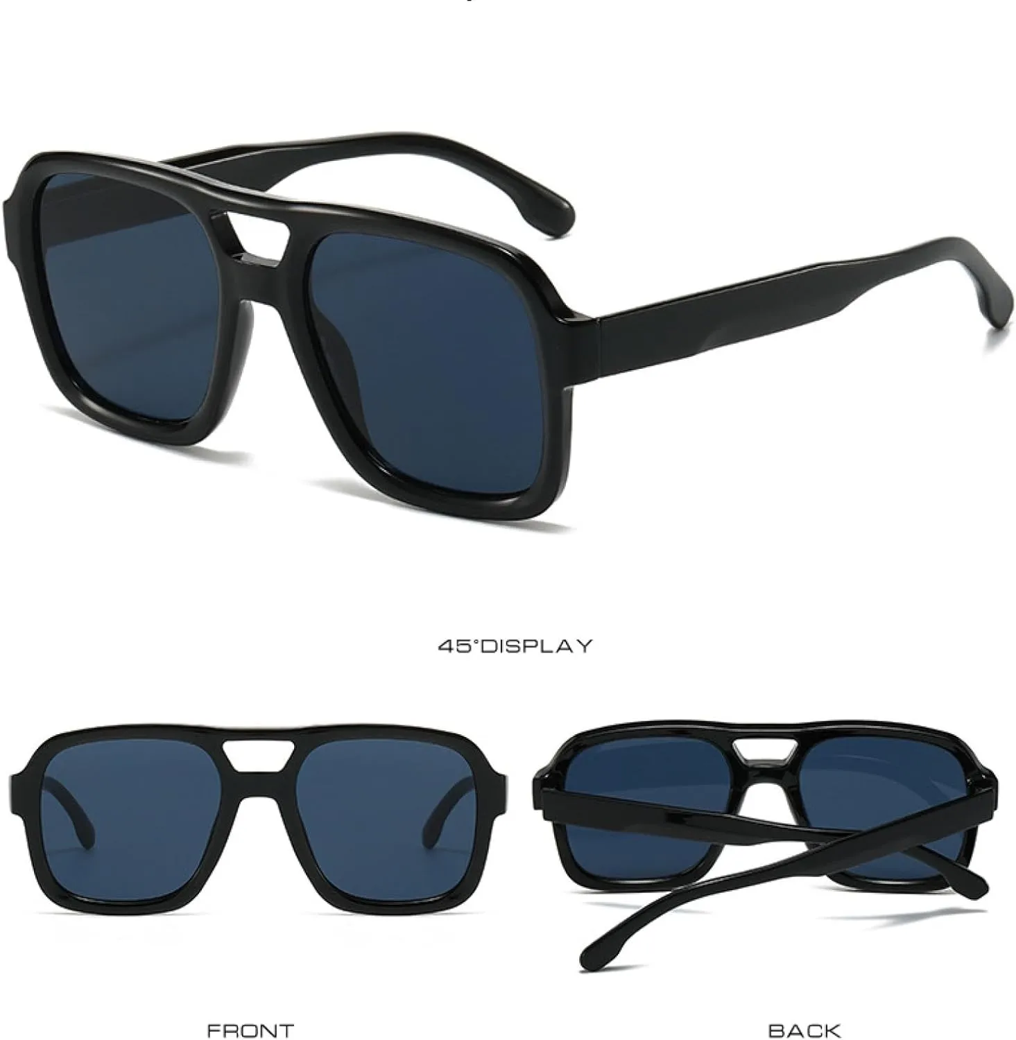 Vintage Double Bridge Sunglasses Luxury Women Oversized Frame Luxury Shades Eyewear