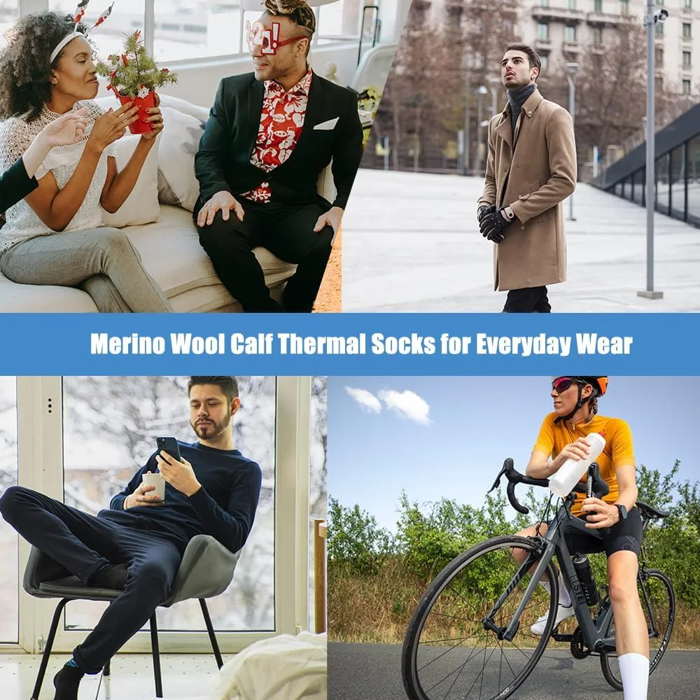 WANDER Merino Wool Socks Men 3 Pairs Cushioned Calf Boot Socks Moisturing Wicking Everyday Thermal Crew Socks