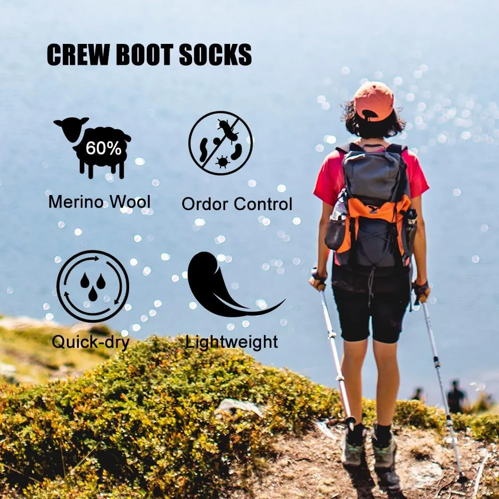 WANDER Merino Wool Socks Men 3 Pairs Cushioned Calf Boot Socks Moisturing Wicking Everyday Thermal Crew Socks