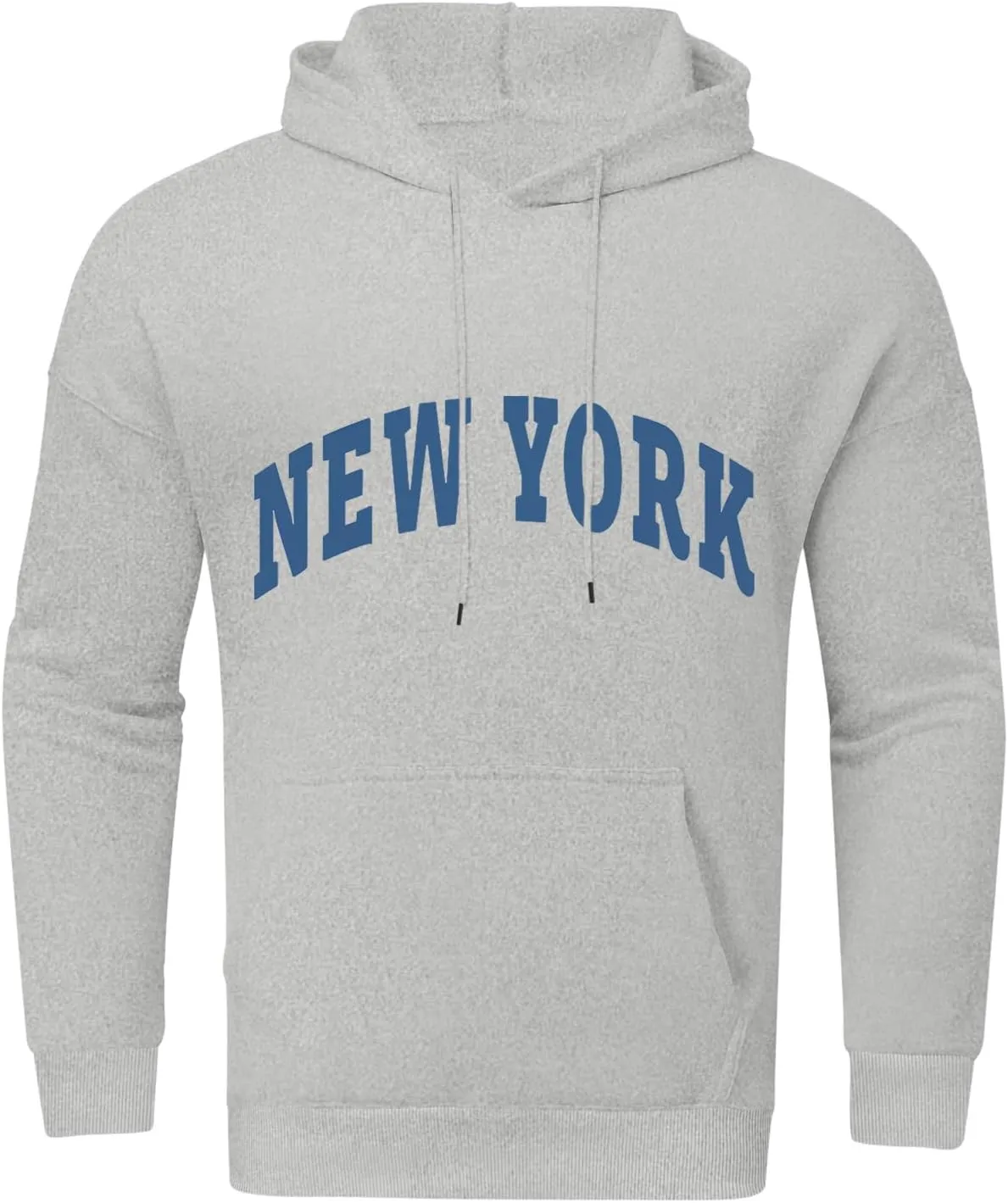 Wankang New York Hoodies for Men Crew Neck Sweatshirts Letter Graphic Hoodie Relaxed Fit Long Sleeve Pullover Tops