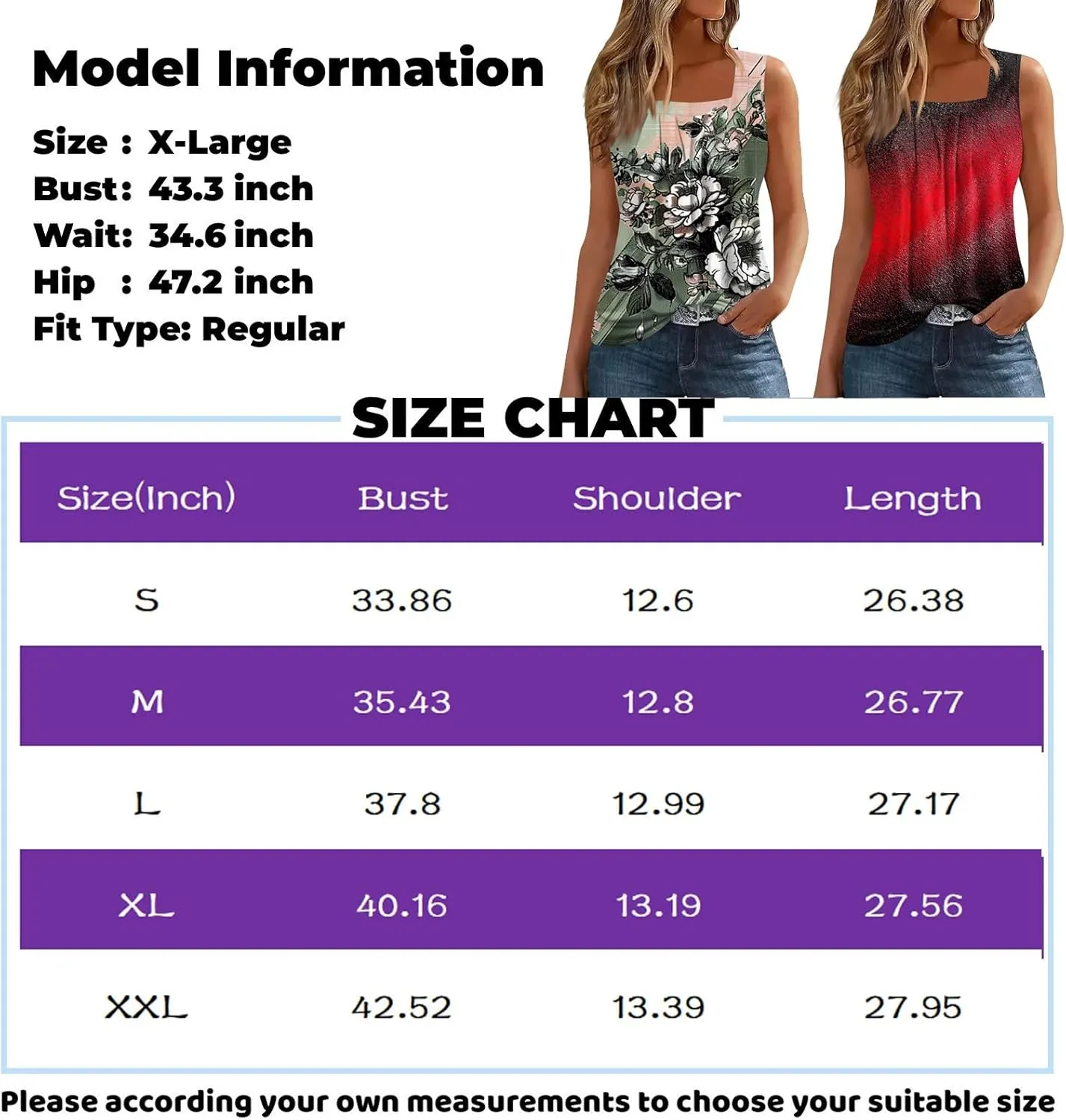 WANZZXCSL Womens Summer Tank Tops for Women Loose Fit Pleated Square Neck Sleeveless Tops Curved Hem Flowy Loose Fit Shirts