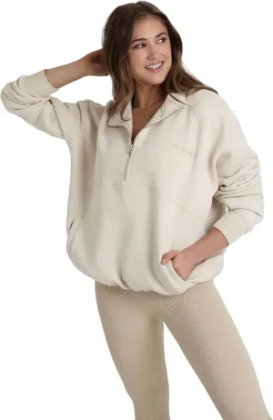 Wifey Embroidered Quarter Zip Sweatshirt Champagne |Wedding & Honeymoon Pullover Top, Perfect as