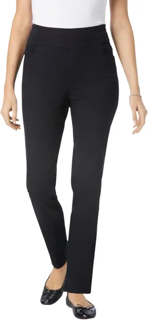 Woman Within Women's Plus Size Flex-Fit Pull-On Straight-Leg Denim Jean