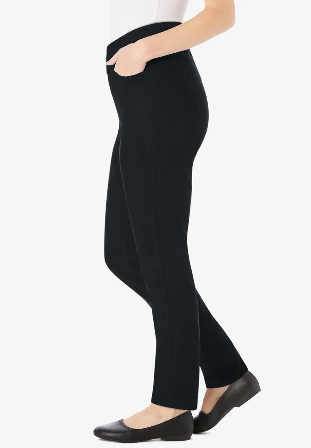 Woman Within Women's Plus Size Flex-Fit Pull-On Straight-Leg Denim Jean