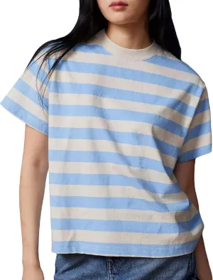 Women Color Block Striped T Shirt Casual Oversized Short Sleeve Boxy Tops Vintage Loose Crewneck Going Out Tee