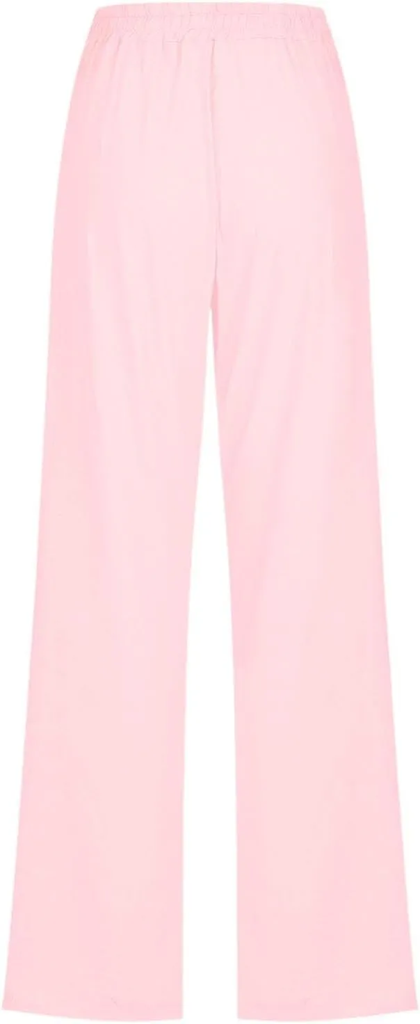 Women Cotton Linen Pants Casual Summer High Waist Drawstring Straight Leg Trousers Relax Fit Lightweight Sport Pants