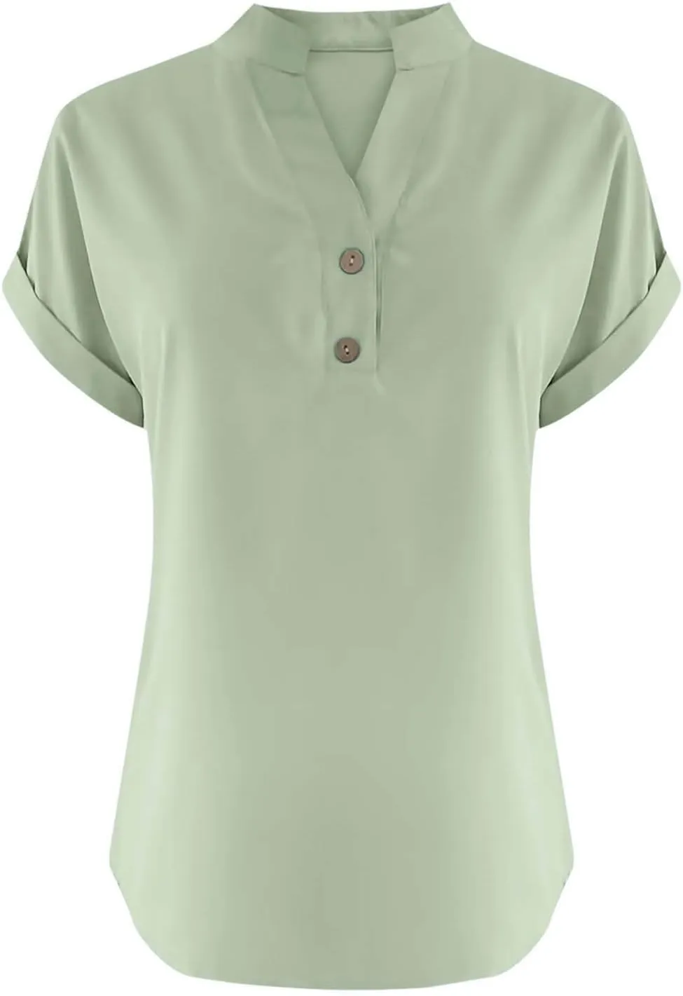 Women Cotton Linen Tees V Neck Tops Rolled Cuffed Short Sleeve Blouse Casual Loose Shirts 2025 Summer Fashion Clothes