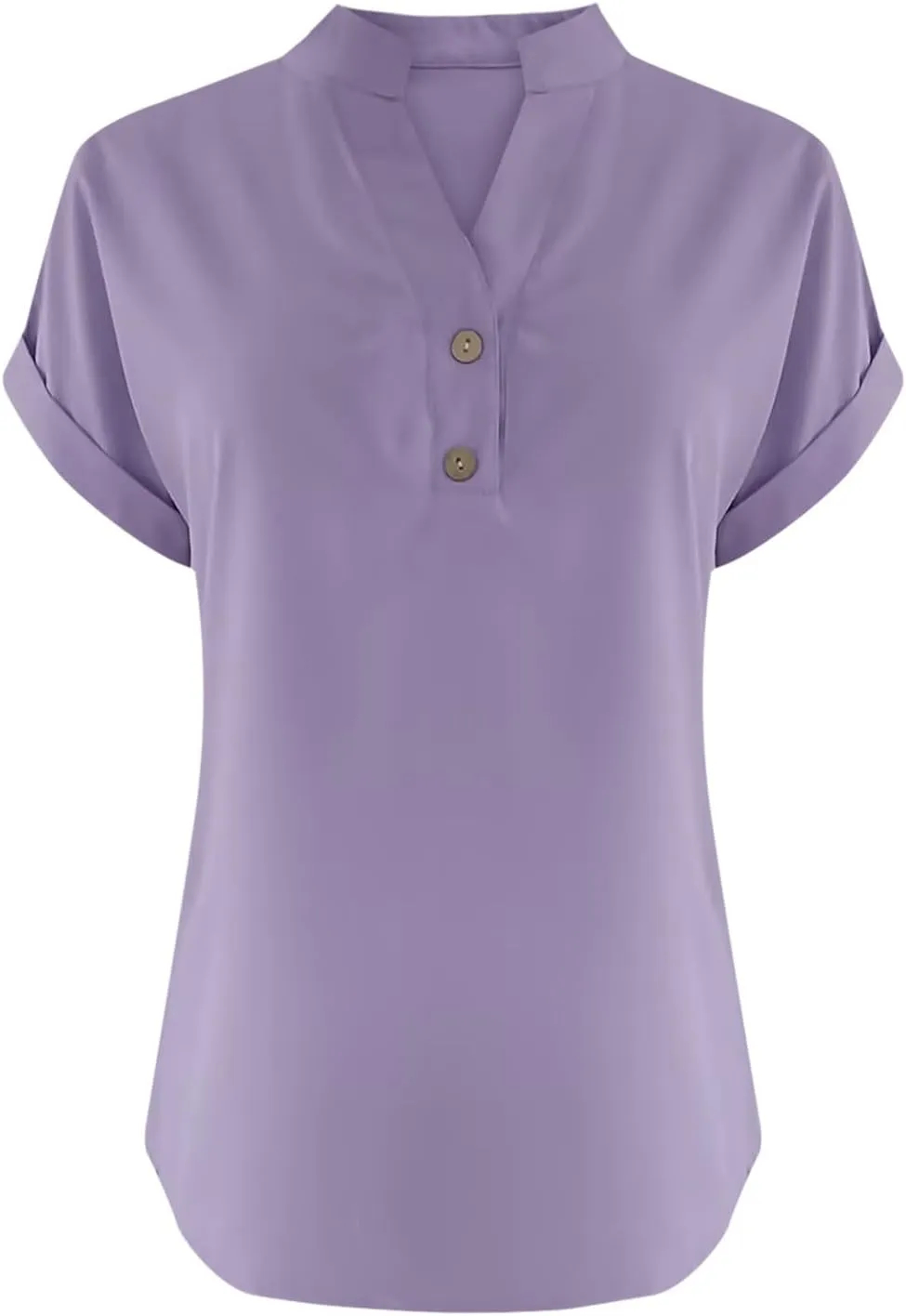 Women Cotton Linen Tees V Neck Tops Rolled Cuffed Short Sleeve Blouse Casual Loose Shirts 2025 Summer Fashion Clothes