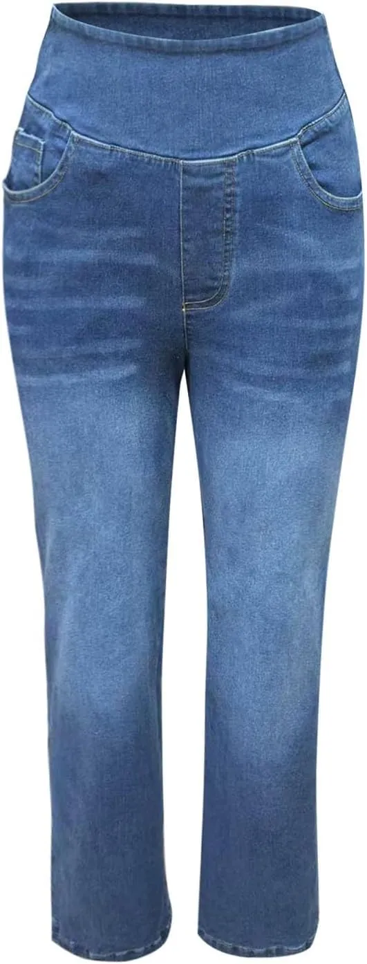Women High Waisted Wide Leg Jeans Stylish Denim Pant for Party Wear Street Style Office Relax Fit Palazzo Casual Jean