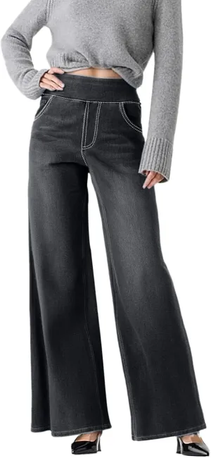 Women High Waisted Wide Leg Jeans Stylish Denim Pant for Party Wear Street Style Office Relax Fit Palazzo Casual Jean