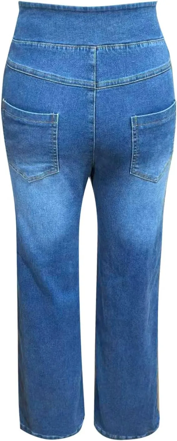 Women High Waisted Wide Leg Jeans Stylish Denim Pant for Party Wear Street Style Office Relax Fit Palazzo Casual Jean