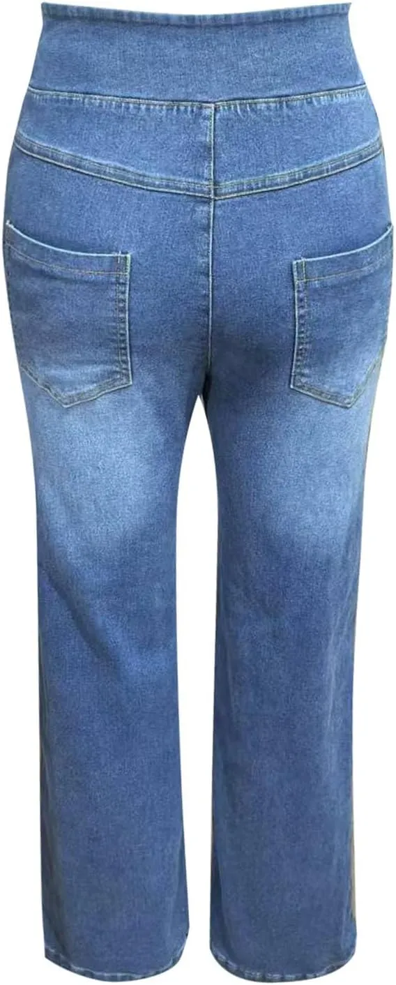 Women High Waisted Wide Leg Jeans Stylish Denim Pant for Party Wear Street Style Office Relax Fit Palazzo Casual Jean