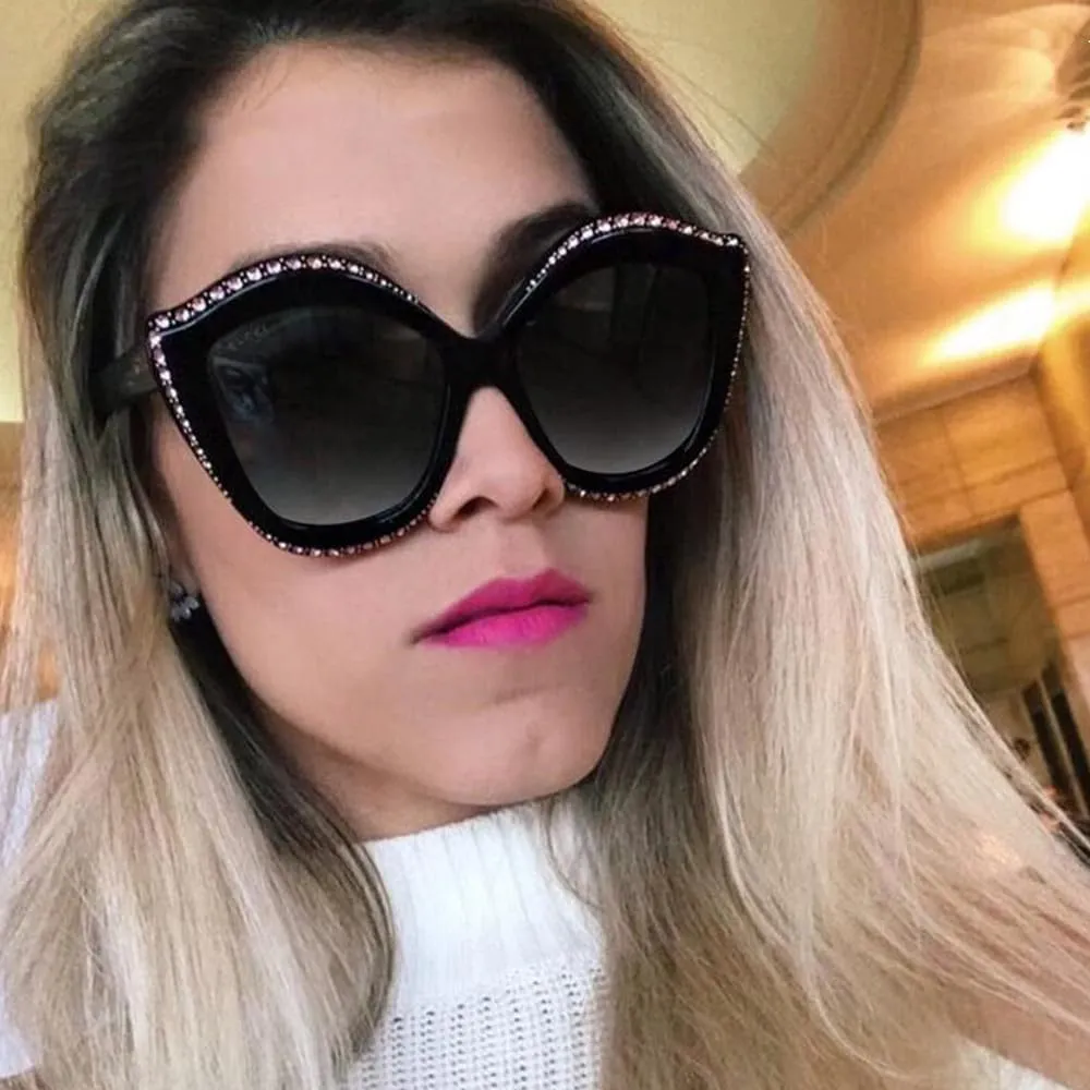 Women Luxury Sunglasses Luxury Rhinestone Sexy Cat Eyes Sunglasses Vintage Shades Eyewear