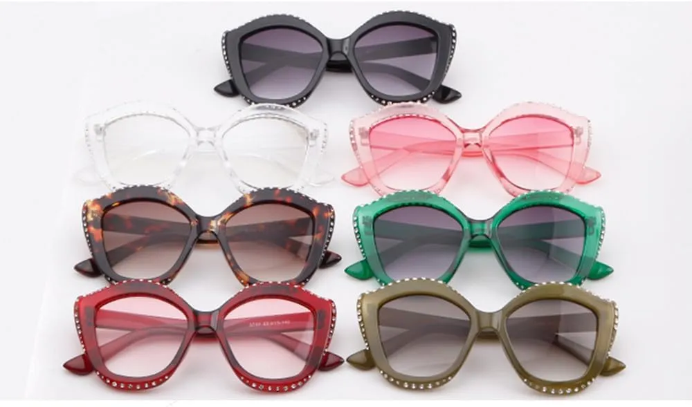 Women Luxury Sunglasses Luxury Rhinestone Sexy Cat Eyes Sunglasses Vintage Shades Eyewear