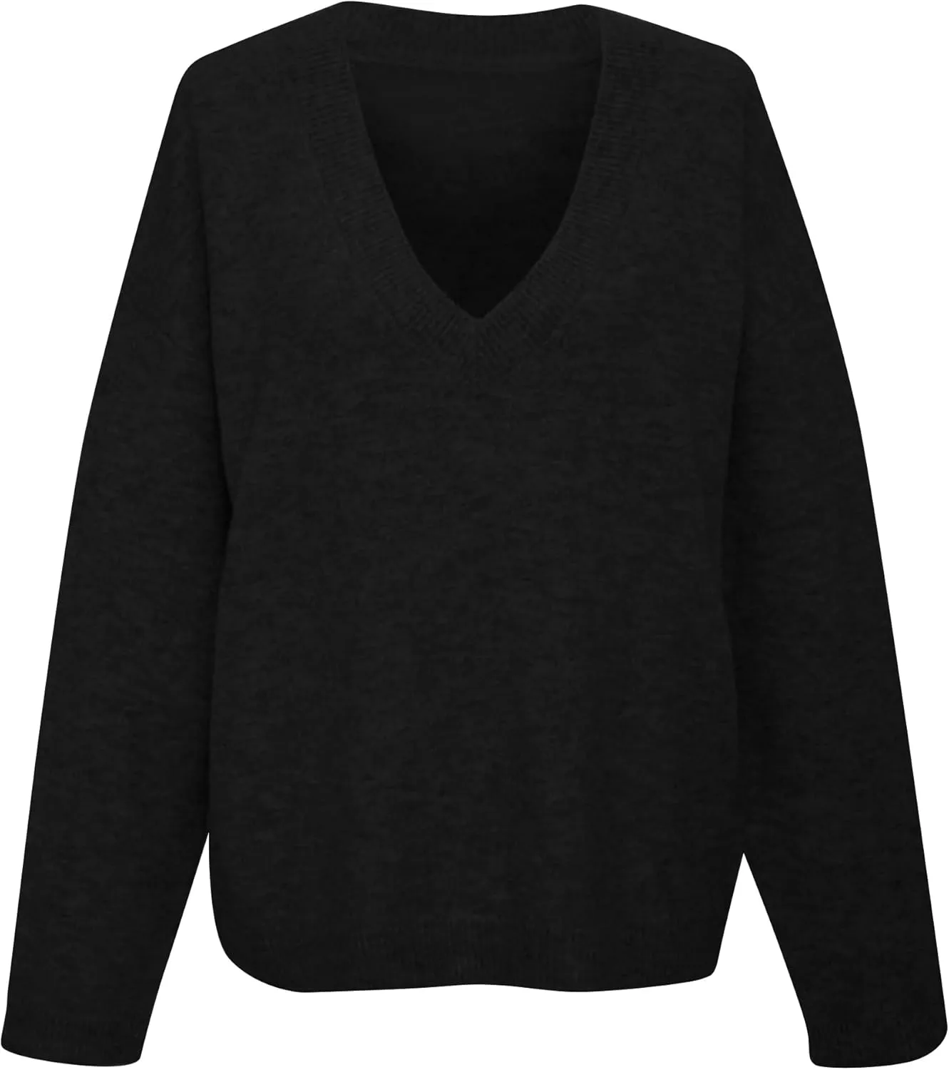 Women Oversized V Neck Pullover Sweater Tops Loose Fit Drop Shoulder Knitwear Jumper Tops Preppy Fall Clothes