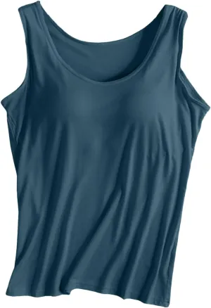 Women Shelf Bra Camisoles Tops Adjustable Strap Camis Tanks Stretch Cotton Layering Undershirts