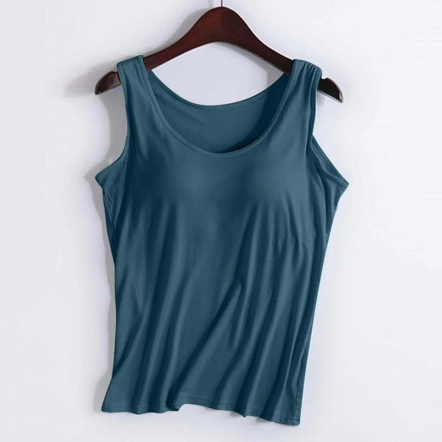 Women Shelf Bra Camisoles Tops Adjustable Strap Camis Tanks Stretch Cotton Layering Undershirts