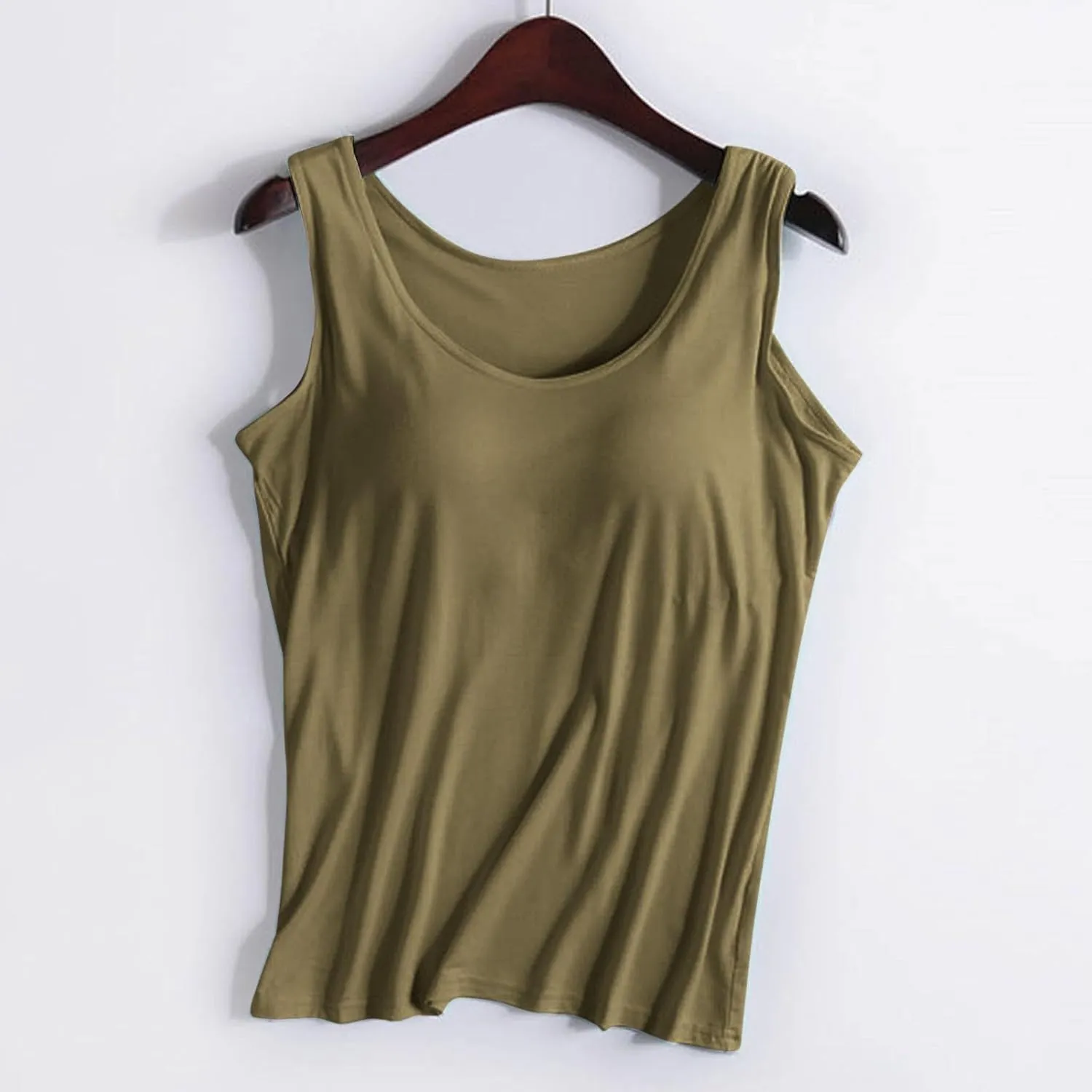 Women Shelf Bra Camisoles Tops Adjustable Strap Camis Tanks Stretch Cotton Layering Undershirts