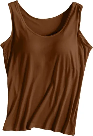 Women Shelf Bra Camisoles Tops Adjustable Strap Camis Tanks Stretch Cotton Layering Undershirts