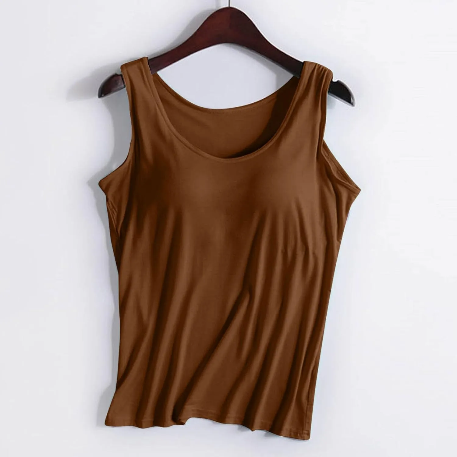 Women Shelf Bra Camisoles Tops Adjustable Strap Camis Tanks Stretch Cotton Layering Undershirts