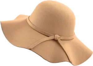 Women Wide Brim Fedora Hat Cap with Belt Buckle Summer Beach Sun Hat(khaki)
