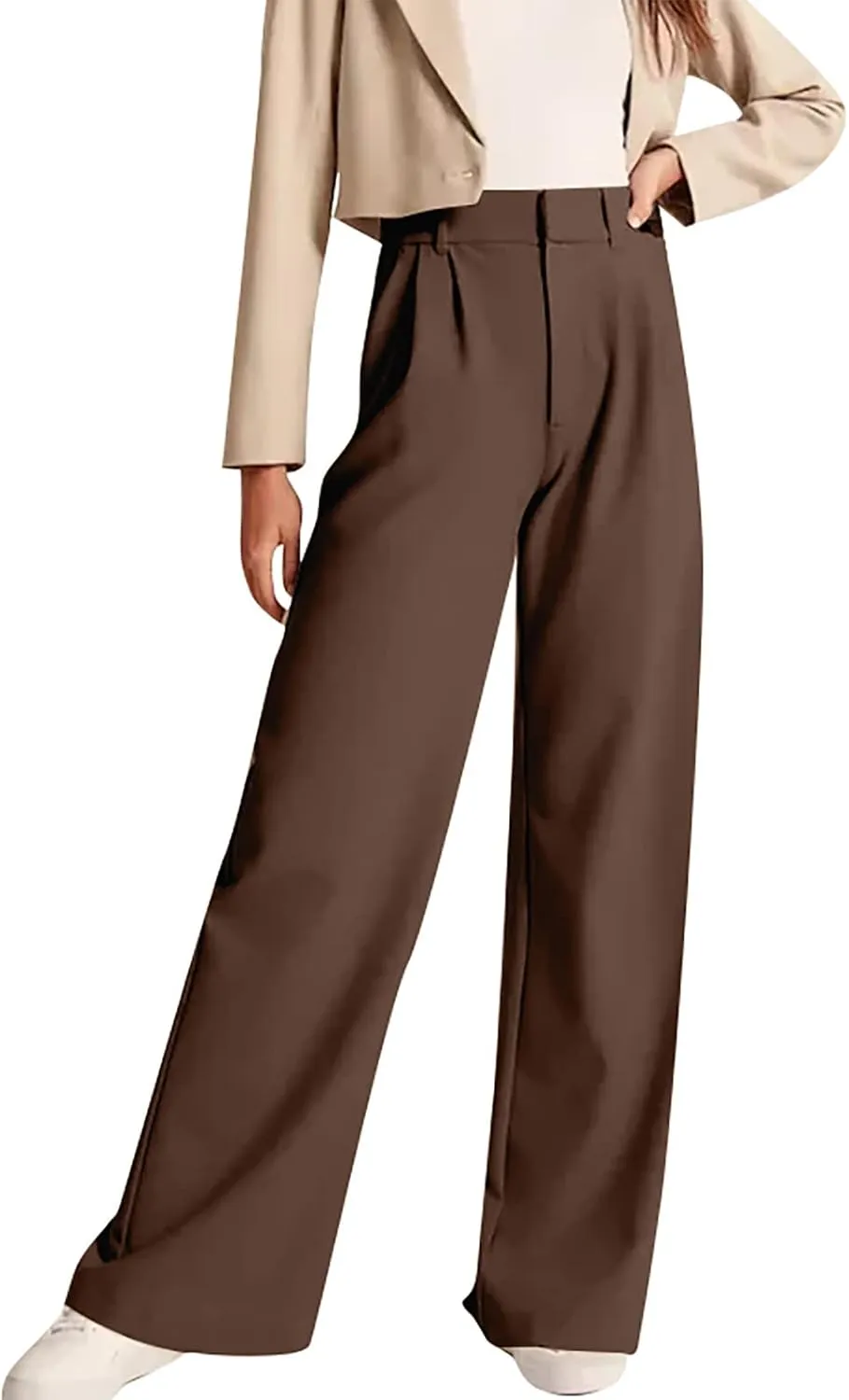 Women Wide Leg Trousers Effortless Tailored Wide Leg Pants Summer High Waist Casual Dress Pants Flowy Palazzo Pants