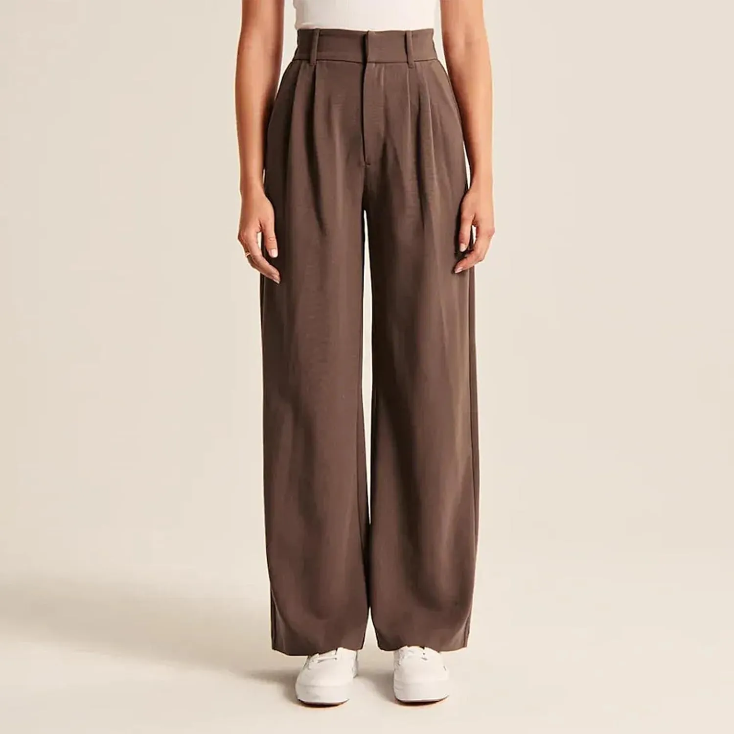 Women Wide Leg Trousers Effortless Tailored Wide Leg Pants Summer High Waist Casual Dress Pants Flowy Palazzo Pants