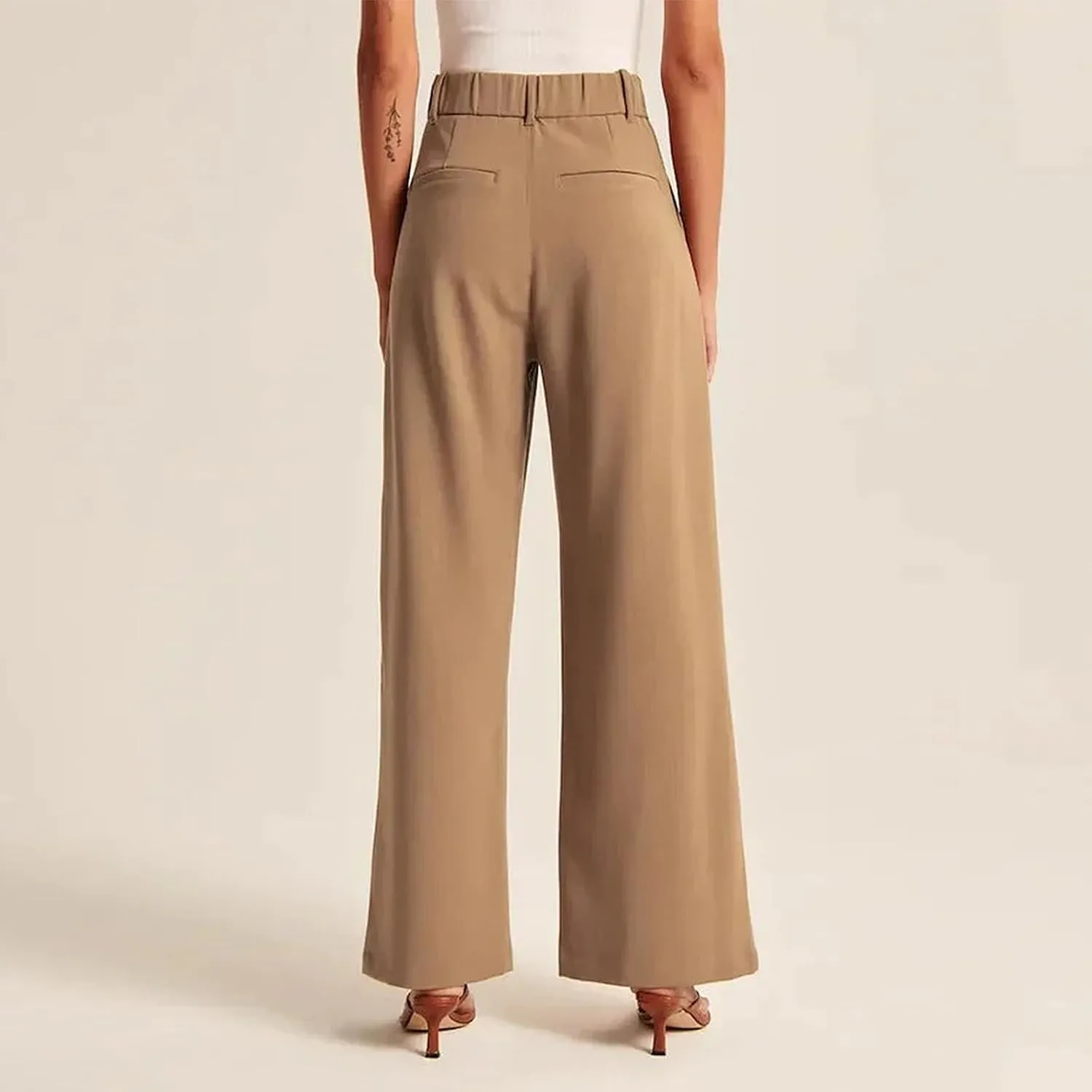 Women Wide Leg Trousers Effortless Tailored Wide Leg Pants Summer High Waist Casual Dress Pants Flowy Palazzo Pants