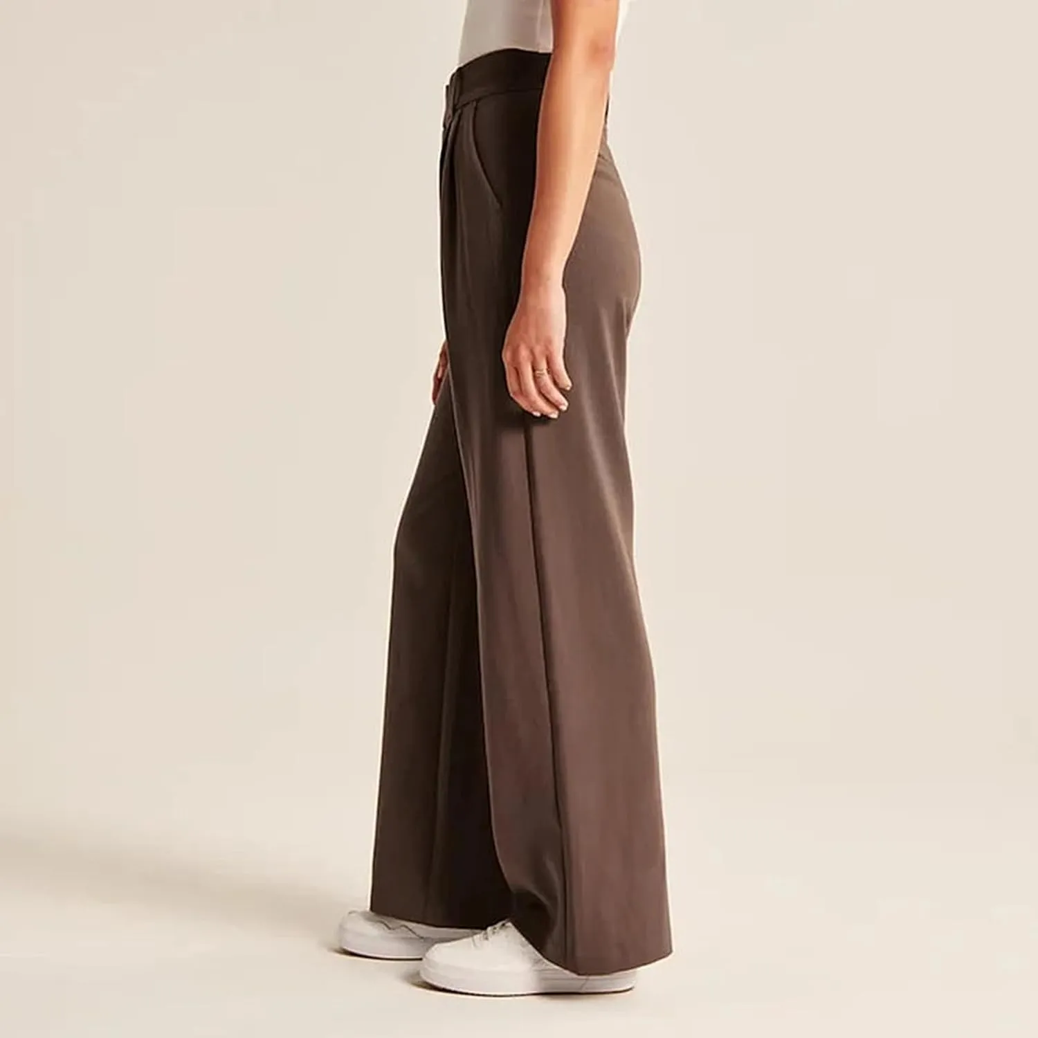 Women Wide Leg Trousers Effortless Tailored Wide Leg Pants Summer High Waist Casual Dress Pants Flowy Palazzo Pants