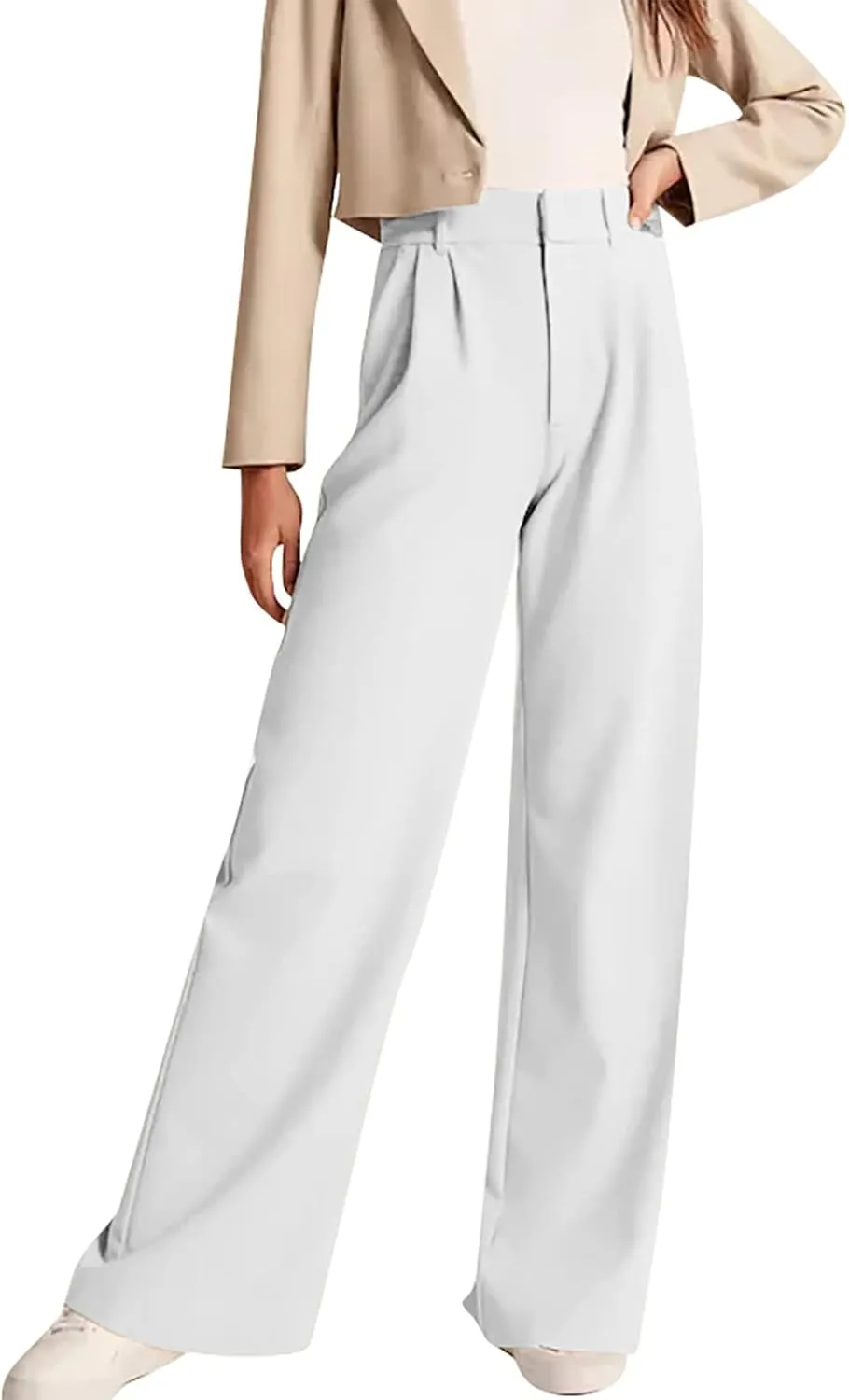Women Wide Leg Trousers Effortless Tailored Wide Leg Pants Summer High Waist Casual Dress Pants Flowy Palazzo Pants