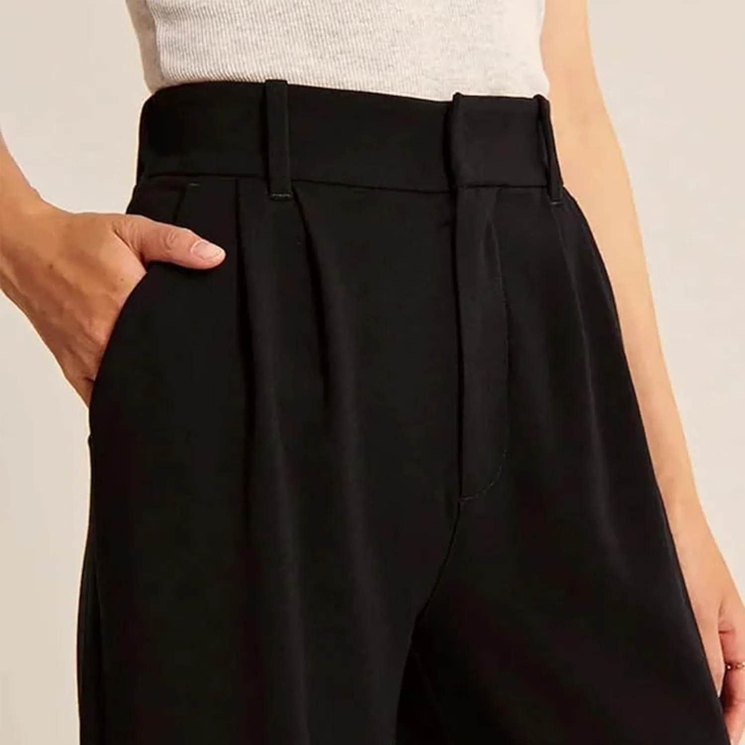 Women Wide Leg Trousers Effortless Tailored Wide Leg Pants Summer High Waist Casual Dress Pants Flowy Palazzo Pants