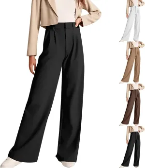 Women Wide Leg Trousers Effortless Tailored Wide Leg Pants Summer High Waist Casual Dress Pants Flowy Palazzo Pants