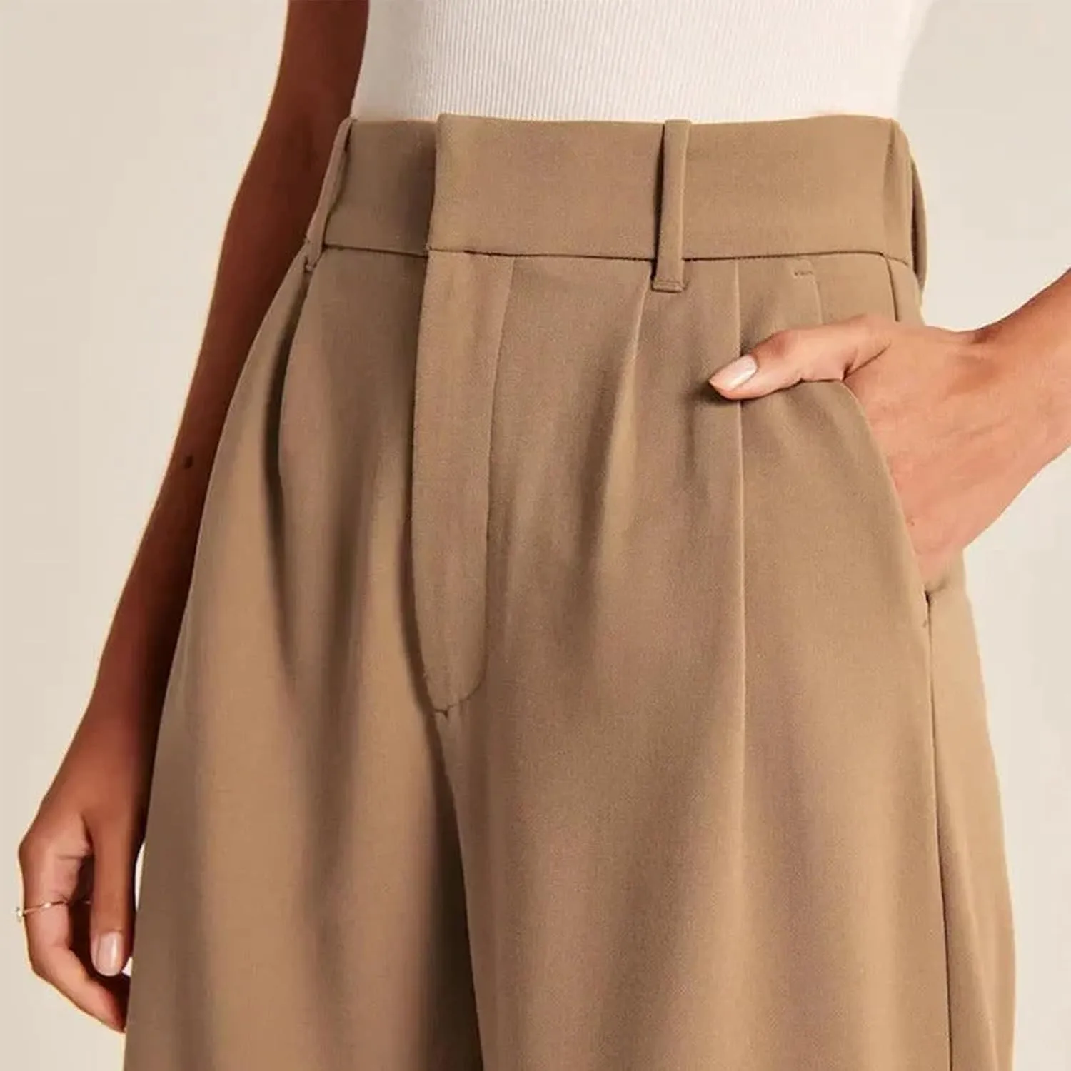 Women Wide Leg Trousers Effortless Tailored Wide Leg Pants Summer High Waist Casual Dress Pants Flowy Palazzo Pants
