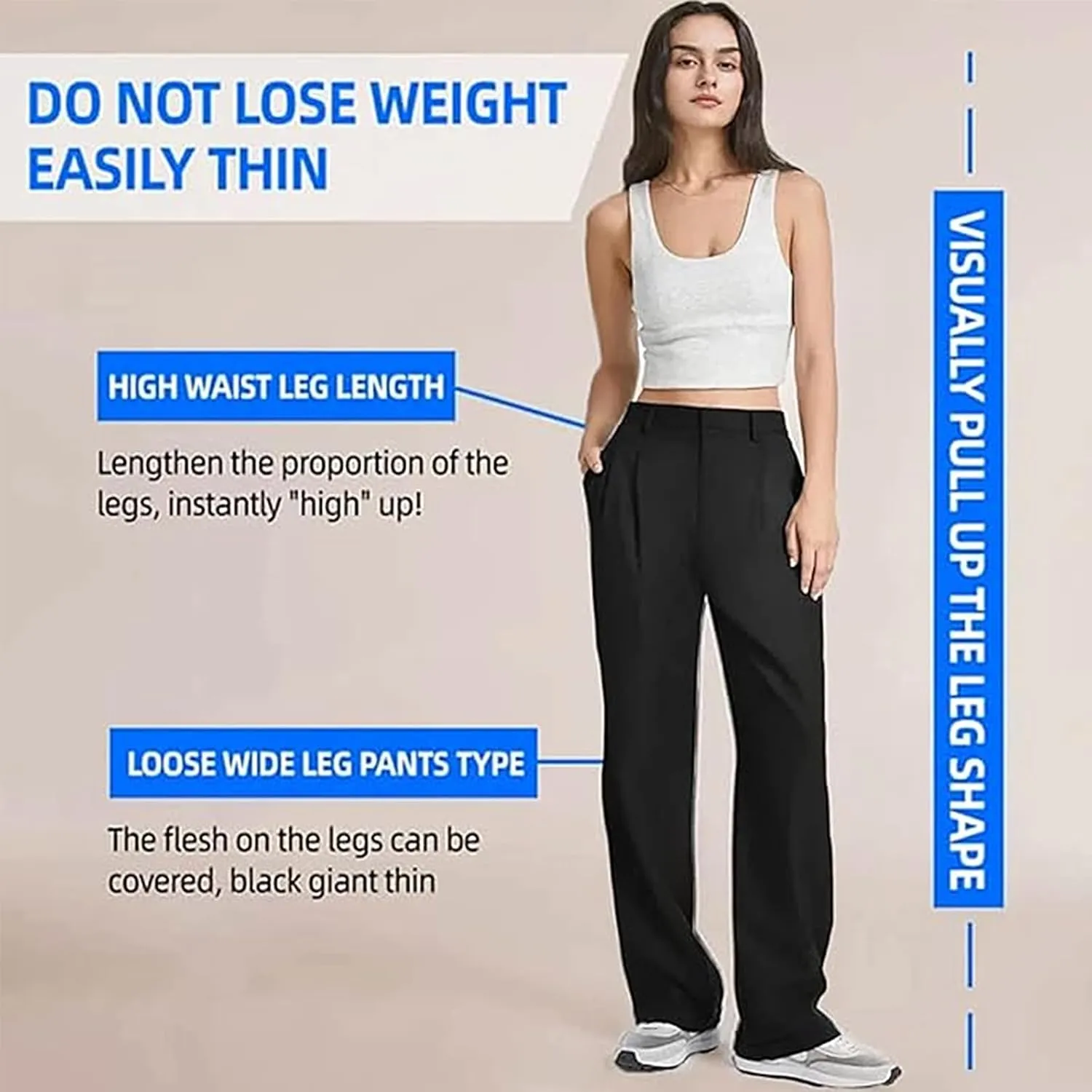 Women Wide Leg Trousers Effortless Tailored Wide Leg Pants Summer High Waist Casual Dress Pants Flowy Palazzo Pants