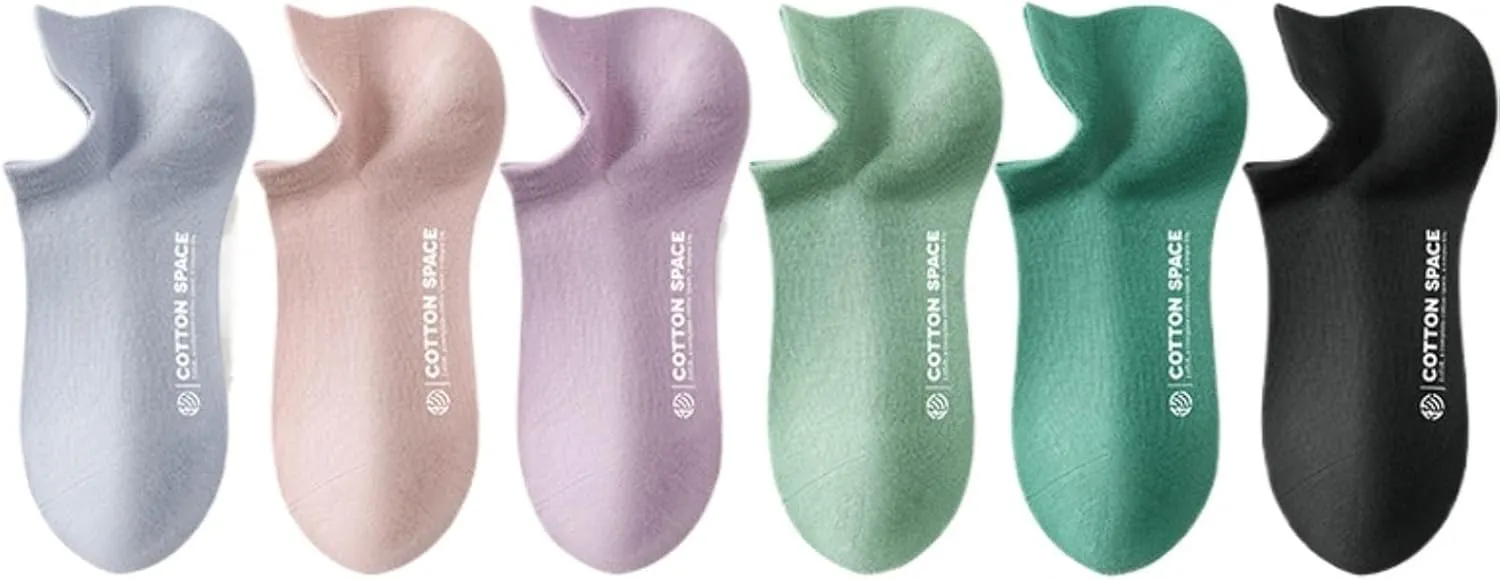 Women’s 100% Cotton No-Show Low-Cut Ankle Socks - Breathable Soft Lightweight Socks With Stay-Put Heel, 6-Pack