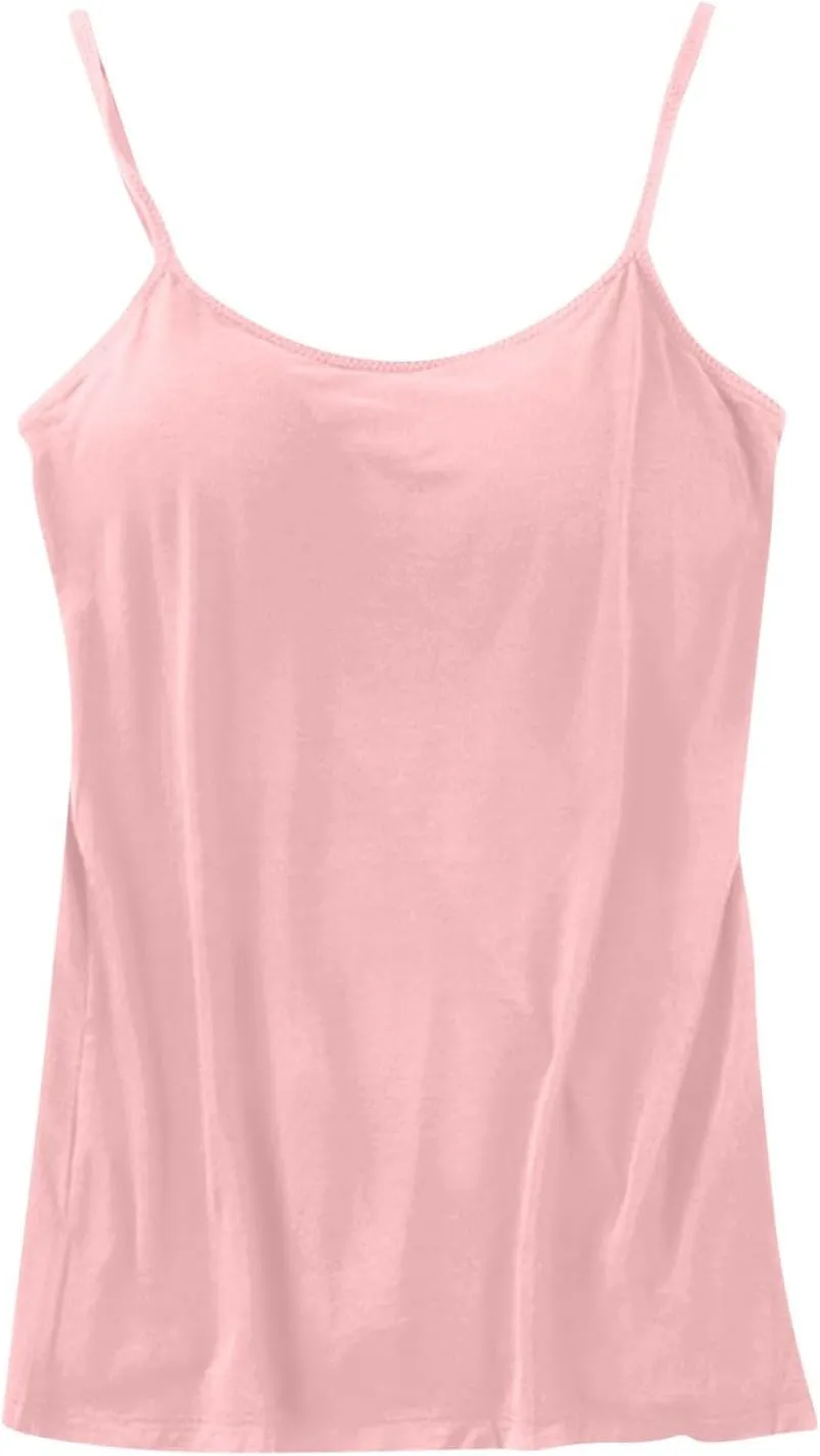 Womens Camisole with Shelf Bra Cotton Undershirts Adjustable Spaghetti Strap Tank Tops Basic Layer Camis