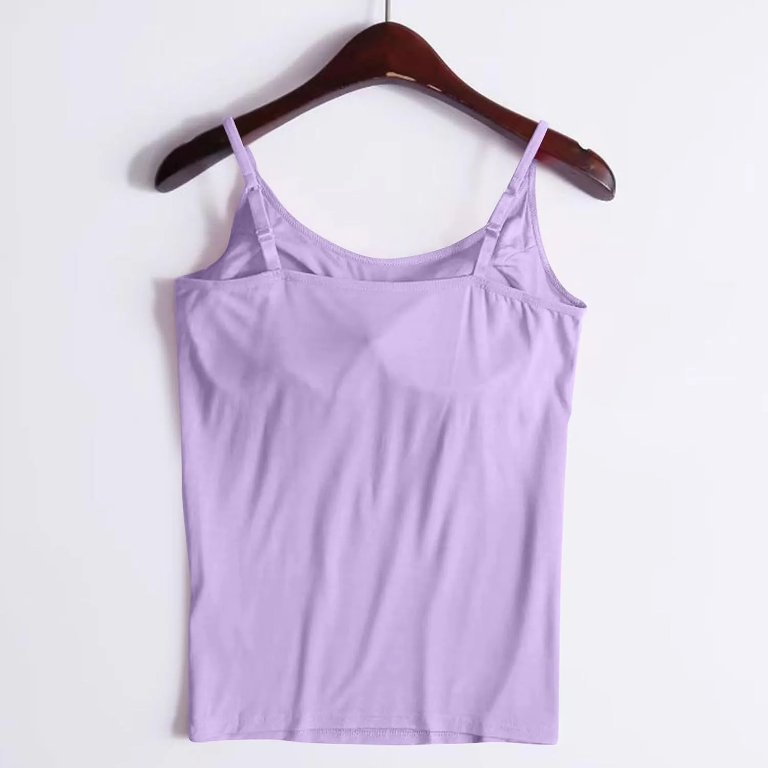 Womens Camisole with Shelf Bra Cotton Undershirts Adjustable Spaghetti Strap Tank Tops Basic Layer Camis