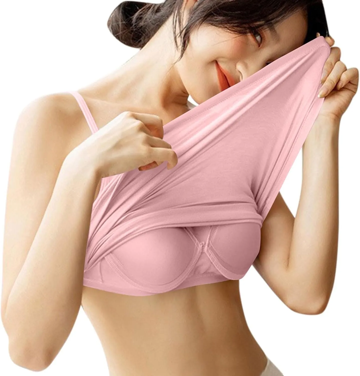 Womens Camisole with Shelf Bra Cotton Undershirts Adjustable Spaghetti Strap Tank Tops Basic Layer Camis