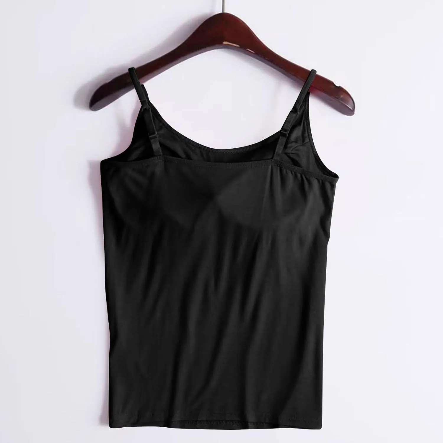 Womens Camisole with Shelf Bra Cotton Undershirts Adjustable Spaghetti Strap Tank Tops Basic Layer Camis