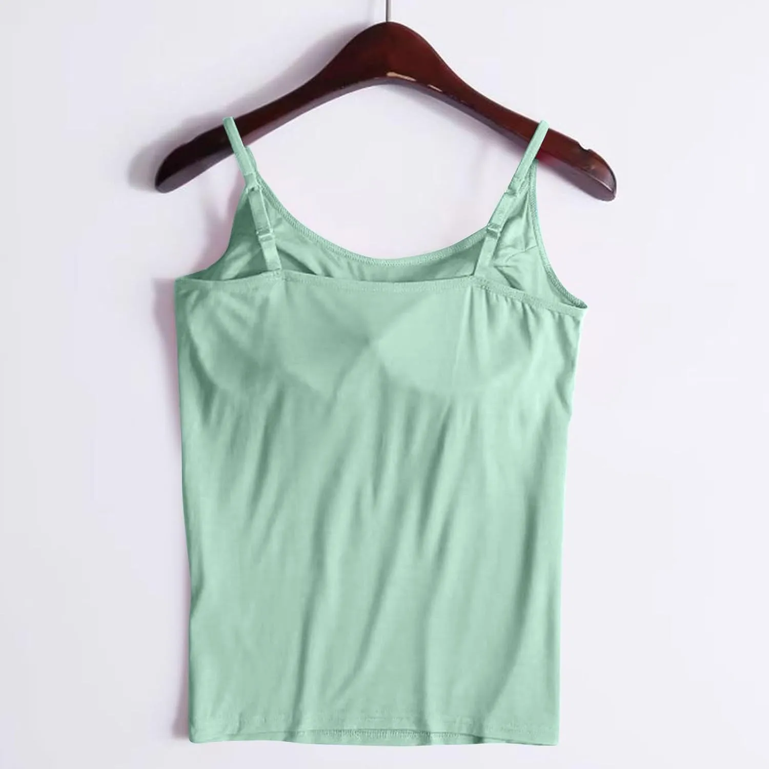Womens Camisole with Shelf Bra Cotton Undershirts Adjustable Spaghetti Strap Tank Tops Basic Layer Camis