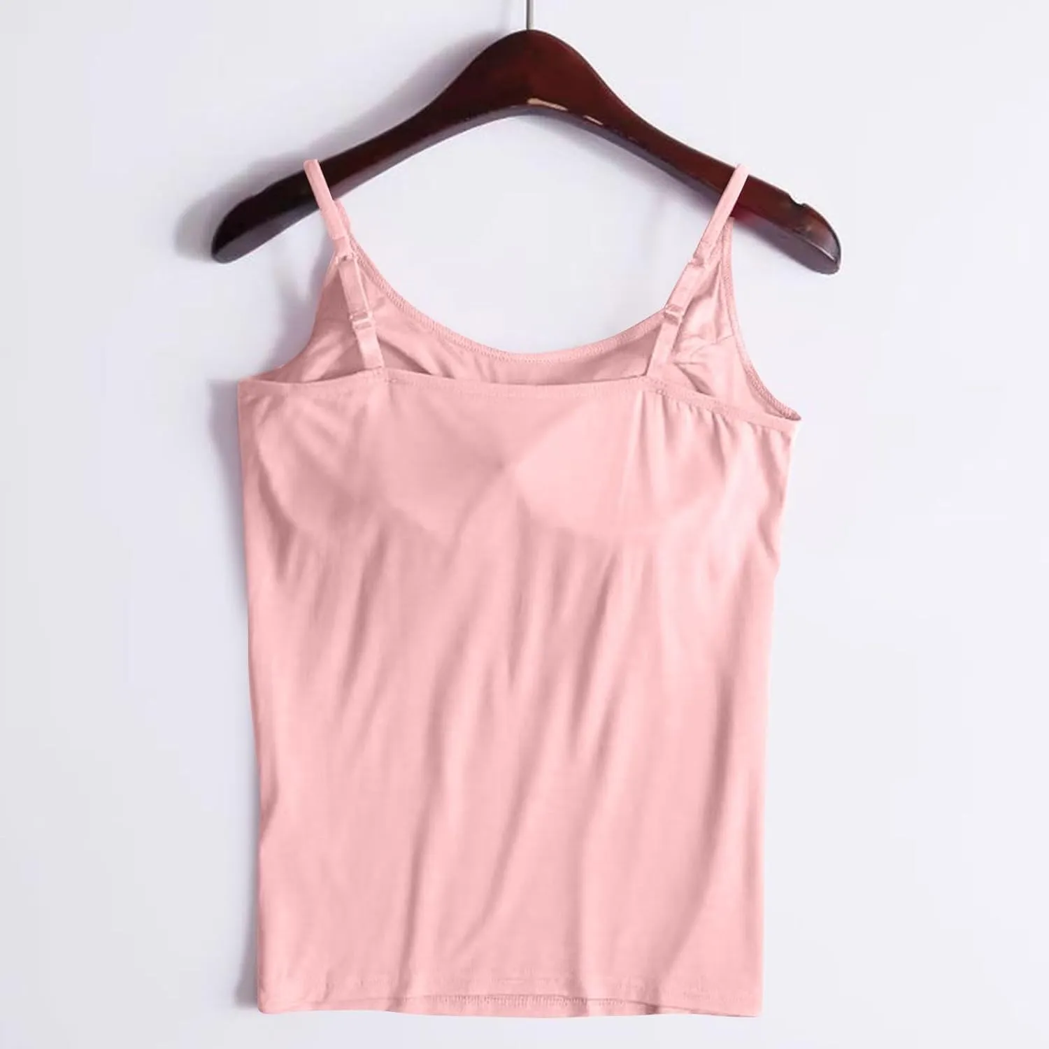 Womens Camisole with Shelf Bra Cotton Undershirts Adjustable Spaghetti Strap Tank Tops Basic Layer Camis