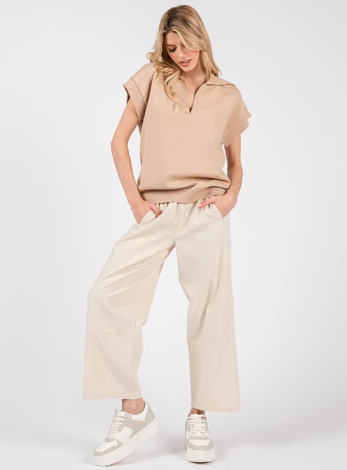 Women's Casual Cotton Linen Pants - Elastic Waist Relax Fit Lantern Trousers for Summer and Fall