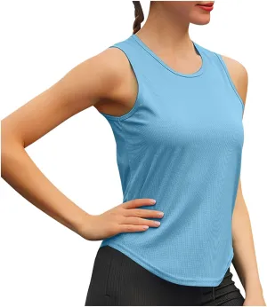 Womens Casual Tank Tops Sleeveless Slim Athletic Lightweight Camis Crewneck Quick Dry Yoga Fashion T Shirts