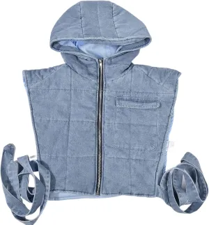 Womens Causal Sleeveless Hooded Denim Vest Zipper Padded Vest Relax Fit Jean Vest Outwear Cropped Vest Jacket