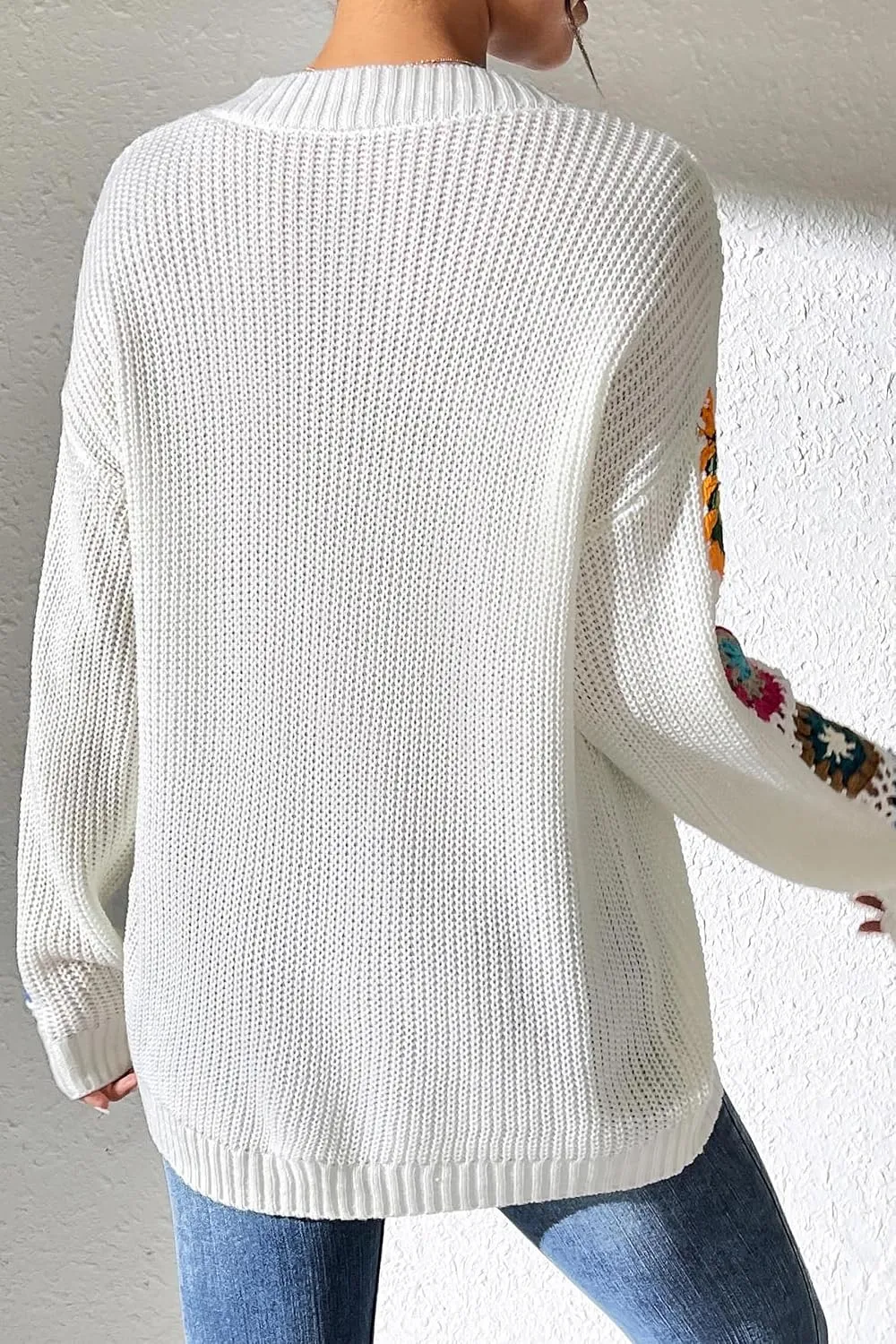 Womens Classic Boho Floral Crochet Long Sleeve Sweaters Casual Pullover Knitwear for Fall Winter Basic Tops 2024