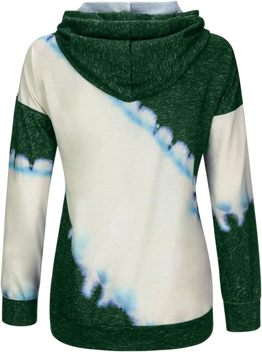 Womens Drawstring Color Block Loose Hooded Sweatshirt Casual Comfy Sweaters Fashion Oversized Tie Dye Long Sleeve Pullover