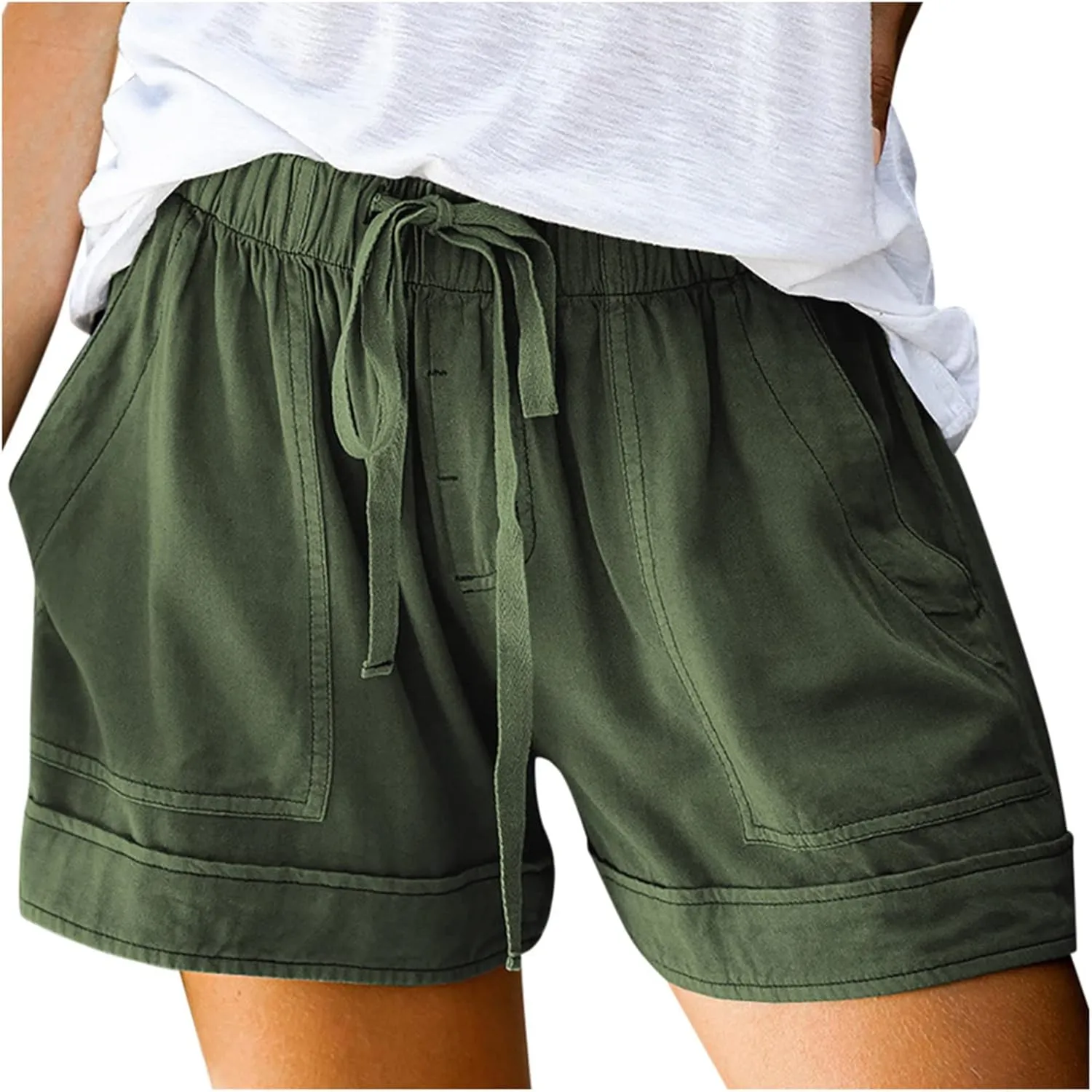 Women's Drawstring Shorts Summer Casual Comfy Shorts Elastic Waist Baggy Shorts with Pocket Trendy Cute Short Pants