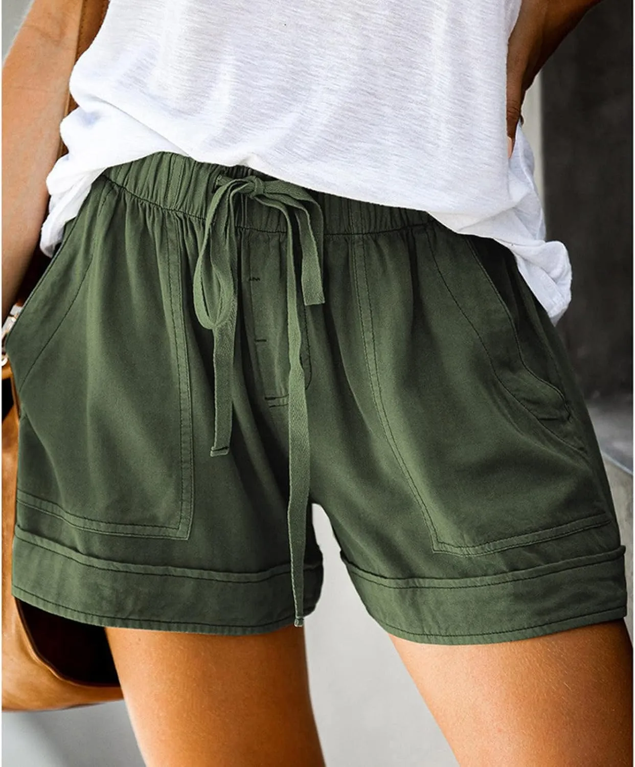 Women's Drawstring Shorts Summer Casual Comfy Shorts Elastic Waist Baggy Shorts with Pocket Trendy Cute Short Pants
