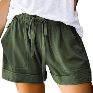 Women's Drawstring Shorts Summer Casual Comfy Shorts Elastic Waist Baggy Shorts with Pocket Trendy Cute Short Pants