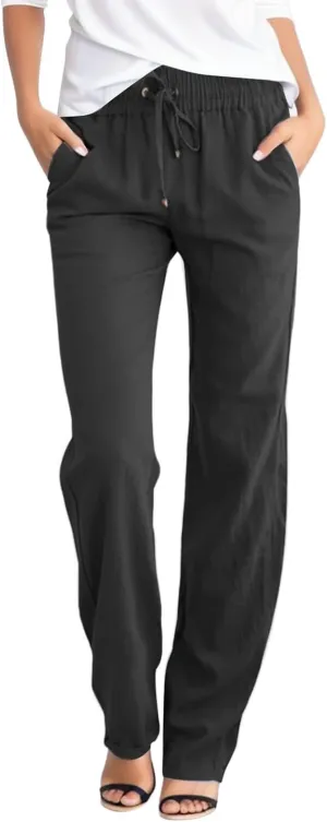 Women's Fleece Lined Joggers Wide Leg Yoga Pants Sweatpants Casual Loose Lounge Comfy Baggy Trousers with Pockets